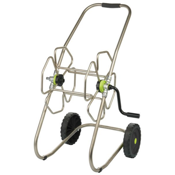 Trolley Mounted 50M 1/2" / 35M 3/4" Hose Stainless Steel Manual Hose Reel 10 BAR image 0
