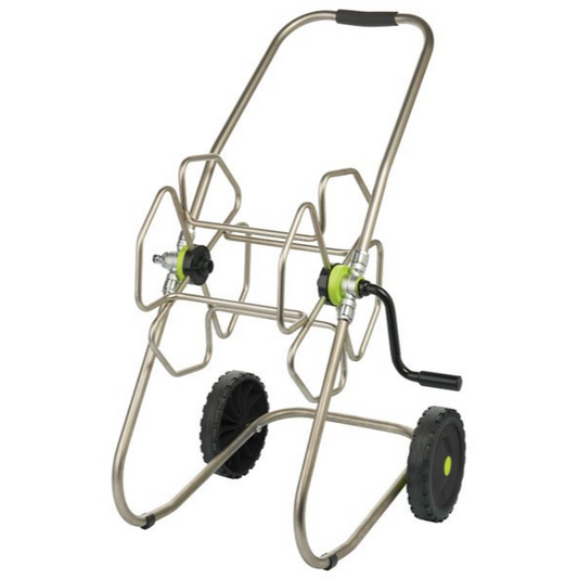 Trolley Mounted 100M 1/2" / 70M 3/4" Hose Stainless Steel Manual Hose Reel 10 BAR image 0